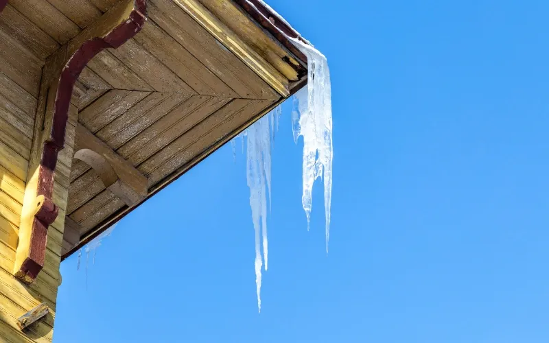 Icicles on the edge of a home.