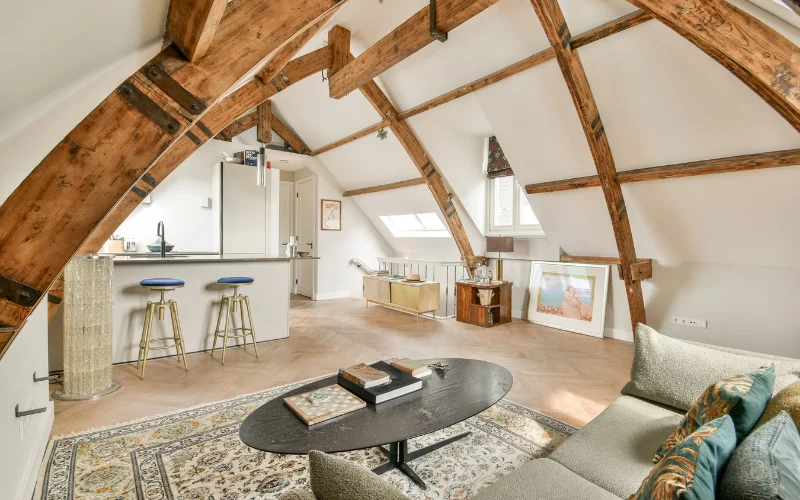 Modern attic bedroom.