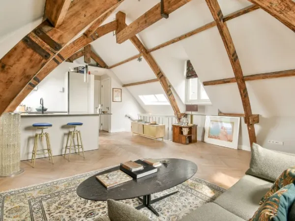 Modern attic bedroom.