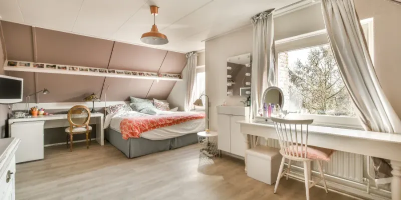 Attic conversion with a bedroom.