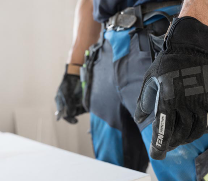 Handyman standing ready for repair.